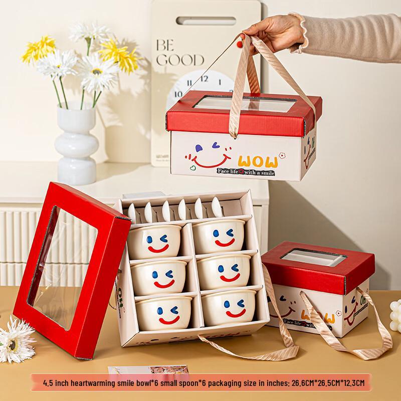 abay Begonia Red Smiley Enameled Ceramic Tableware Set