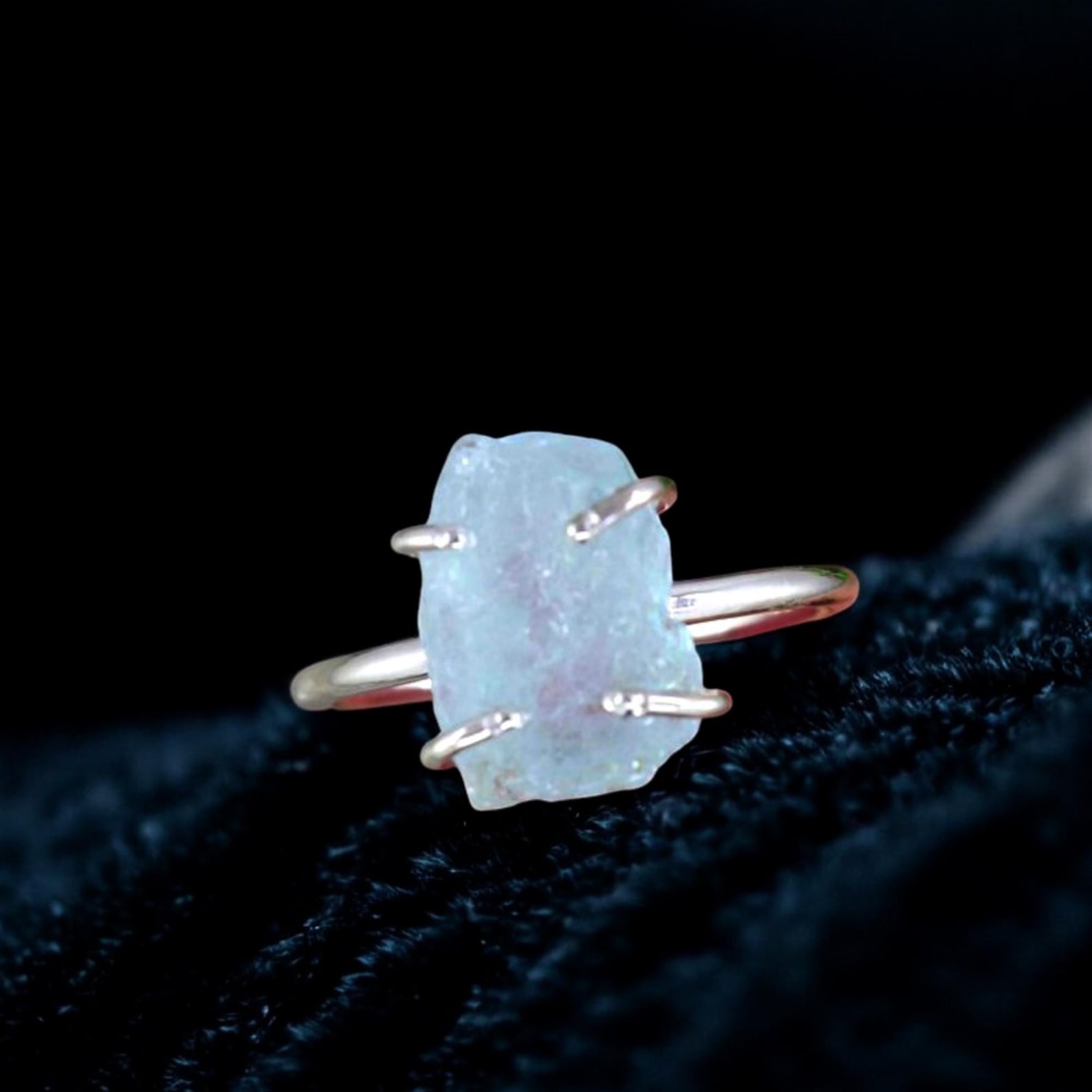 

Raw Aquamarine Ring 925 Sterling Silver Ring, Silver Band Ring, Handmade Ring, Wrapround Ring, Bohemian Ring, Raw Gemstone Ring Gift For Her Us - 6