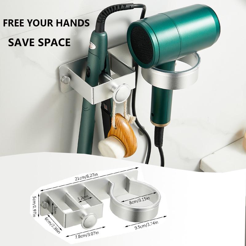 Wandmontiertes, bohrfreies Aufbewahrungsregal für Haartrockner und Stylingwerkzeuge