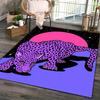 Purple Leopard Print Non-Slip Carpet Mat, 800g/m2 Crystal Velvet Polyester,  Polyester, Large Area Cove Machin
