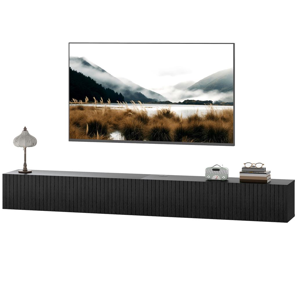 180cm Floating TV Stand, Wall Mount TV Unit with Cable Management Hole, Fits up to 72" TV, Black