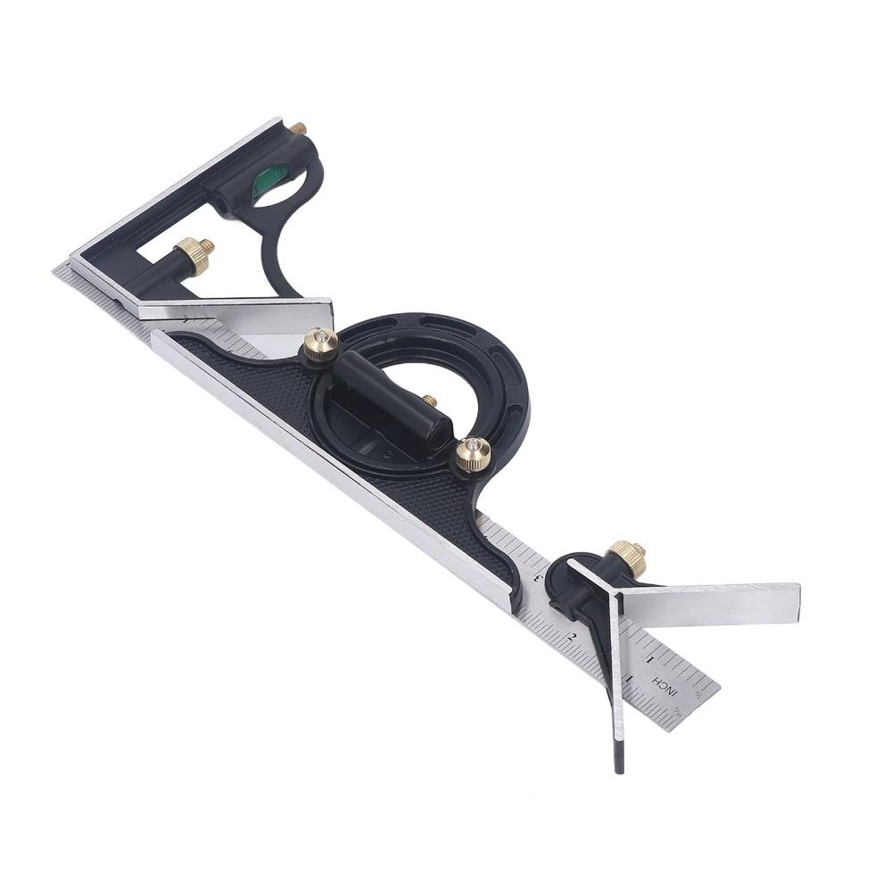 Stainless Steel Combination Square Ruler Right 90 Degree Silver Adjustable Sliding Square Woodworking Tools