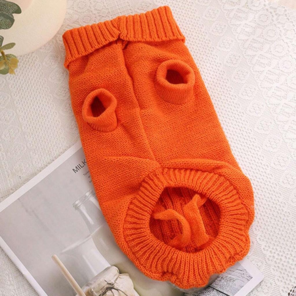 1pc-An orange pet warm cable sweater, puppy sweater clothing, suitable for keeping dogs warm in cold weather