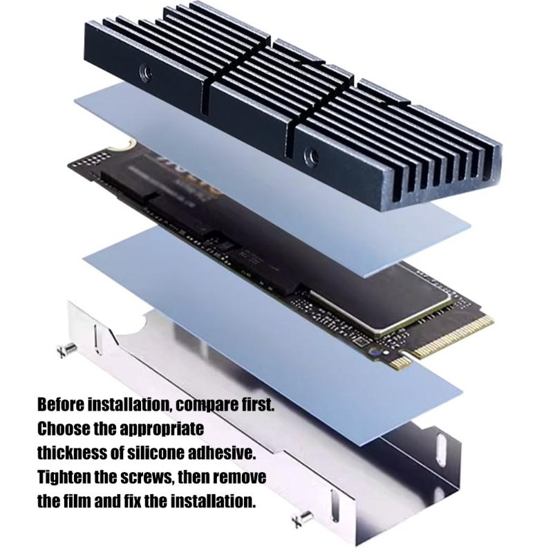 Passive Cooling Aluminum Heatsink For M.2 2280 NVMe Drive Includes Silicone Thermals Pad for Game Setups Ooling System