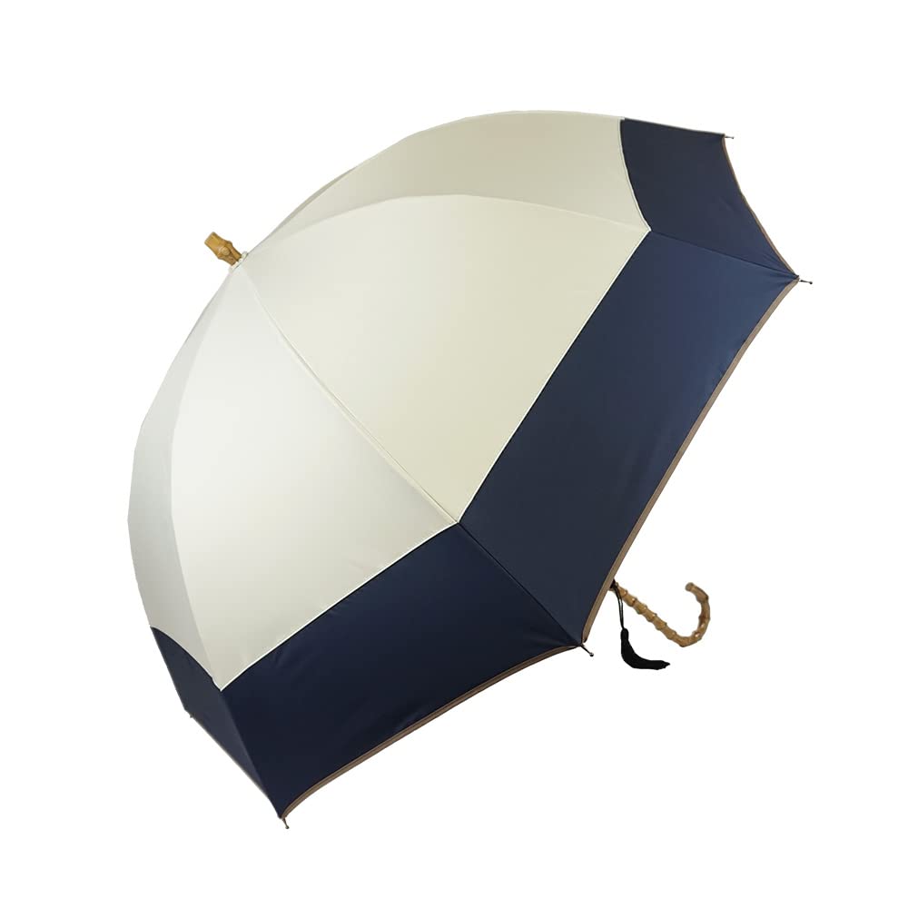 Macocca Complete Blackout Light UV Bamboo Handle with 58cm Long Parasol, 100% Blocking, 100% Protection, Water-Repellent Tassel, Umbrella, Off-White