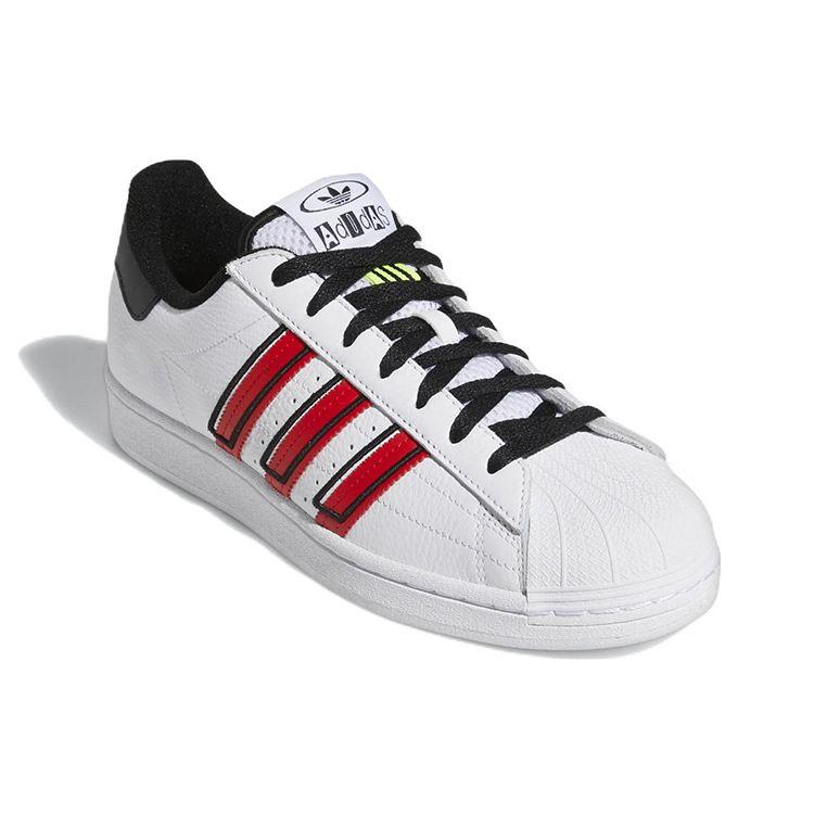 adidas Superstar Witte Levendige Rode Unisex Sneakers Wolk-Wit Zonne-Geel GX6026