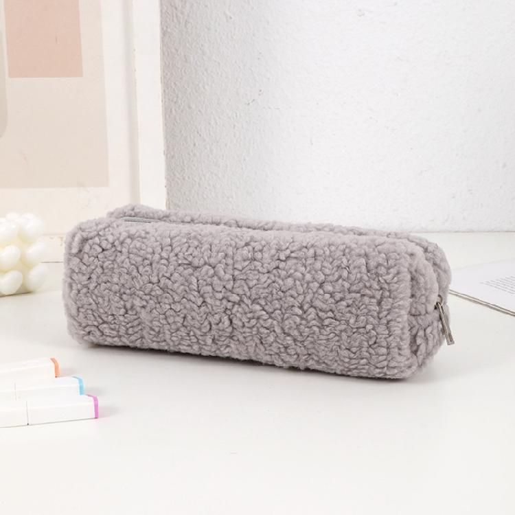 Zippered Pen Case Large Capacity Plush Pencil Case Large Compartment Travel Cosmetic Bag for Student Adult School Travel