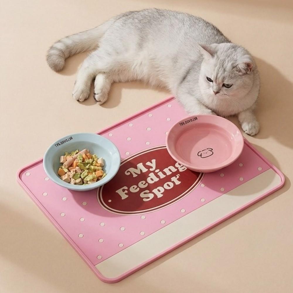 Anti-fouling Pet Placemat Non-slip Dog Food Bowl Mat Space Saving Pet Bowl Pad Floor Protector