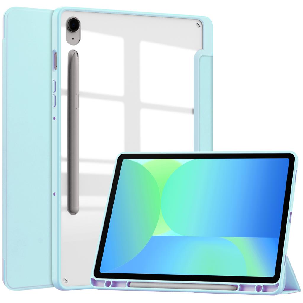 For Samsung Galaxy Tab S10 FE/S9 FE Case Clear Acrylic Leather Tablet Cover Support Auto Sleep/Wake