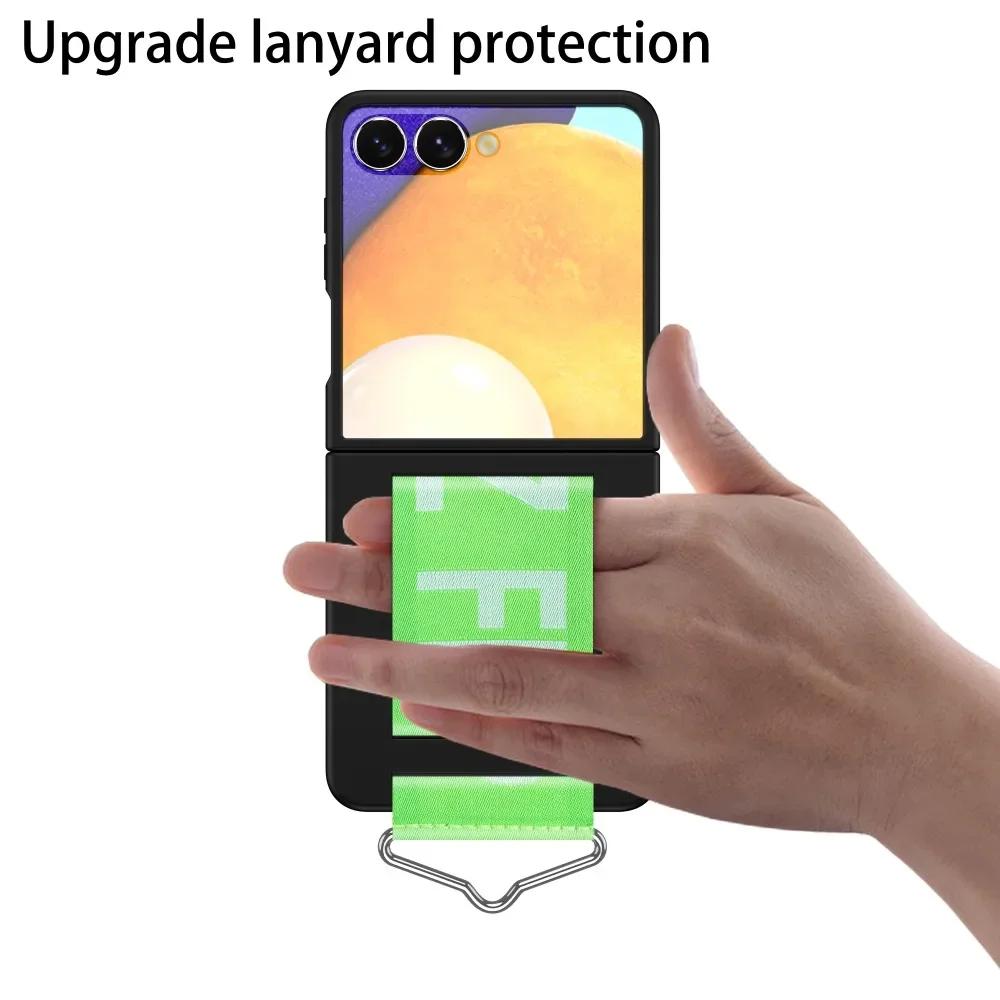 Hochwertige, ultra-dünne Handyhülle mit Hautgefühl für Samsung Galaxy Z Flip7 Flip6 Flip5 Flip4 5G, mit Armband und Ring, Schutzhülle