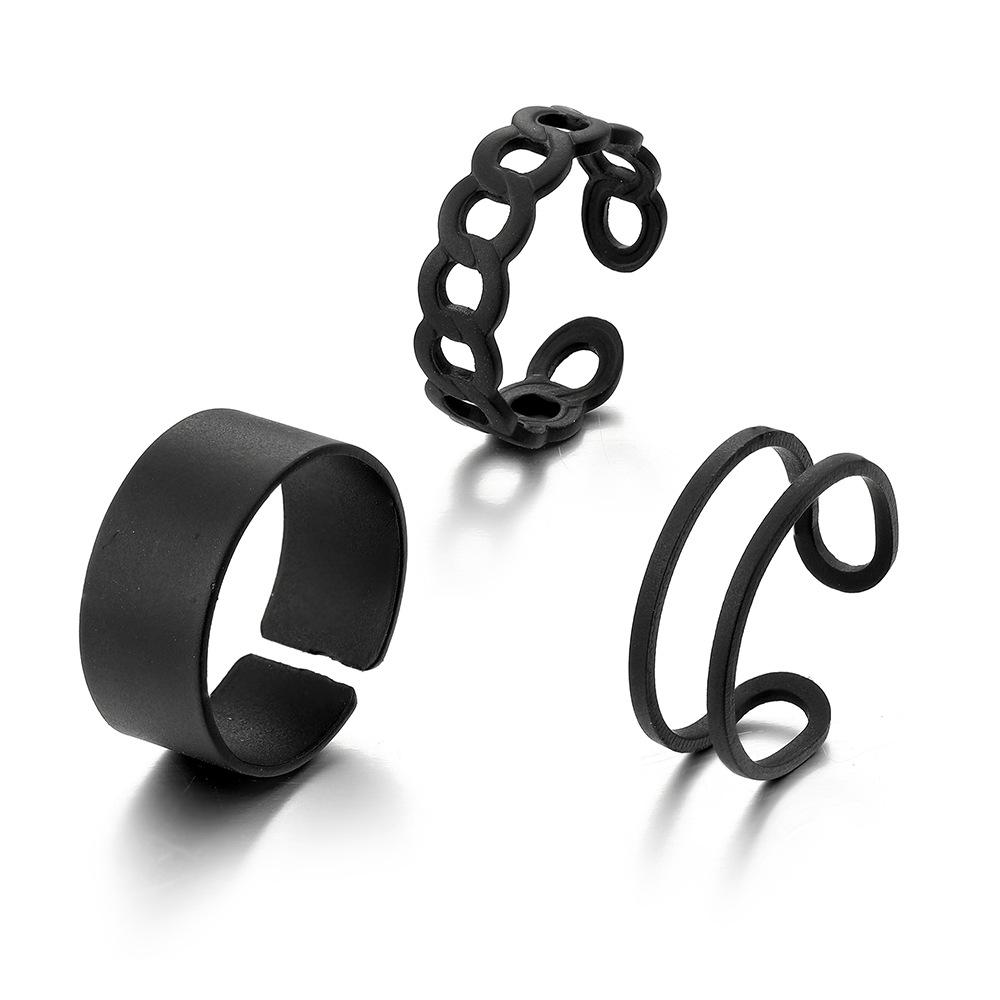 European and American Trendy Black 9-Piece Ring Set