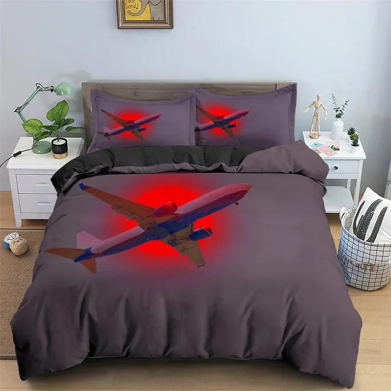 3D Airplane Printed Bedding Set Kids Adults 2/3pcs Duvet Cover With Pillowcase Comforter Bedding Quilt Cover Luxury Bedding Set