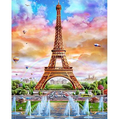 Pittura diamante bellissimo scenario di torre di ferro strass punto croce diamante ricamo decorazioni per la casa