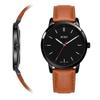 Men's Wristwatch Quartz Waterproof Brown Leather Belt Simple Lightweight Business Watch Black Japan-made