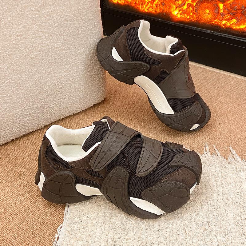 

European Station Personalized Octopus Daddy Shoes Women 2025 Autumn New Soft Leather Tide Mesh Platform Casual Sneakers 40 темно-коричневого