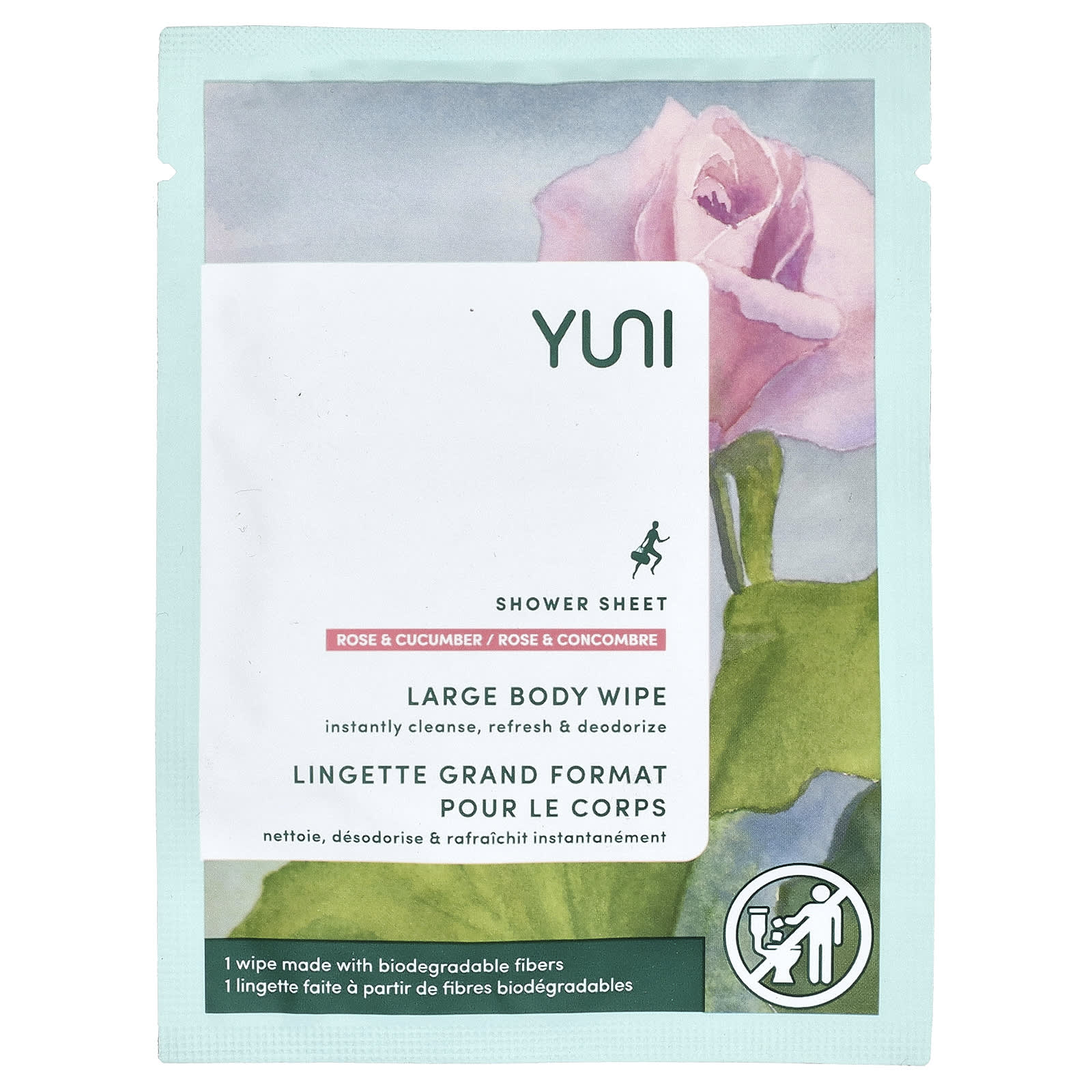 

Shower sheet, rose & cucumber, 1 tissue