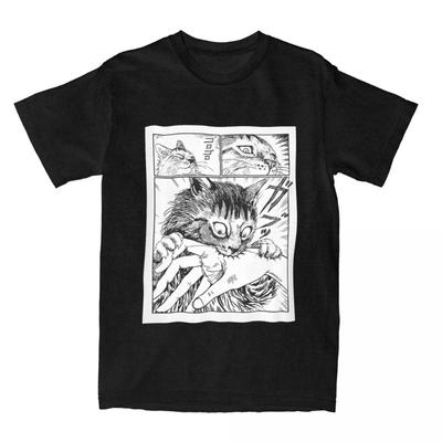 Katze Junji Ito Manga T-Shirt Damen Japanischer Anime Lustiges Reines Baumwoll-T-Shirt Sommer Rundhals Mode T-Shirt Lockeres Oberteil