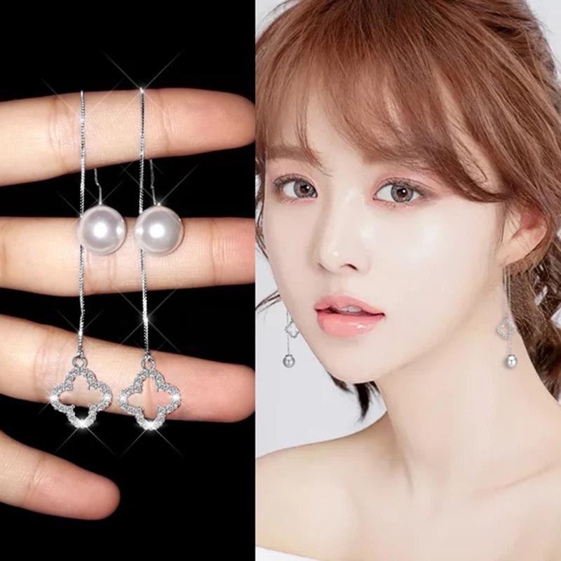 

Корейские серьги-кисточки Серебряная игла , Ледяной цветок , Четырехлистный клевер