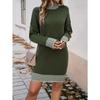 Women's Temperament Casual Color Blocking Sweater Dresses