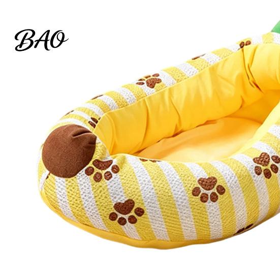 Decorative Pet Bed for Home Banana Cat Bed, Cozy Kitten Snuggle with Raised Edge, Edge Breathable Mesh Cover, Funny Indoor Cats Small Dogs Animal