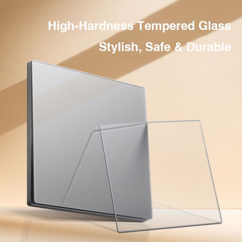 1/2/3 Gang for Smart Glass Wall Switch Panel with WiFi/Zigbee 3-Way Voice Control for Home Hotel Commercial Projects