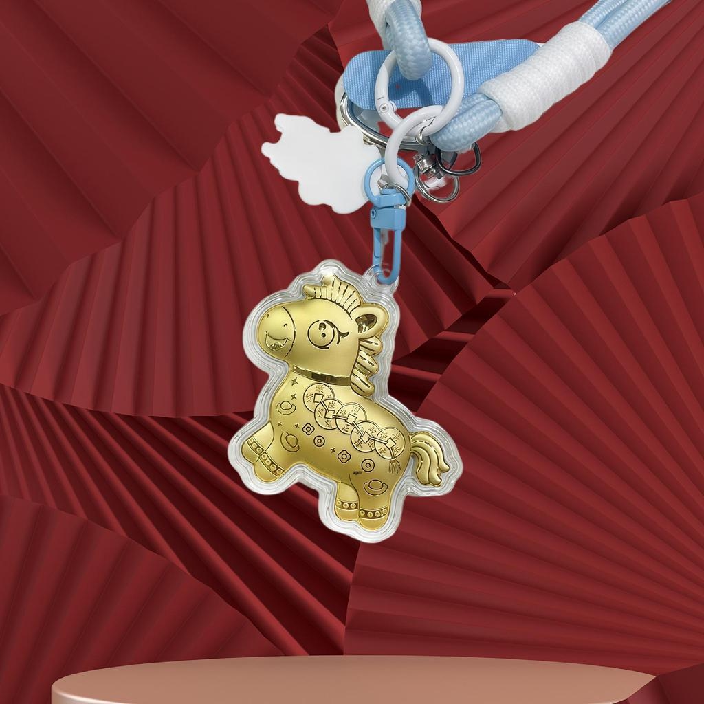 999 Reines Gold Pferde-Schlüsselanhänger-Anhänger: Sofortiger Reichtums-Glücksbringer für Telefon, Tasche oder Auto