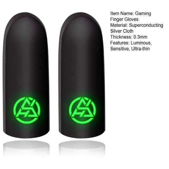 2Pcs Gaming Finger Covers Luminous Sensitive High Elasticity Sweat-proof Non-slip Touch Screen 0.3mm Ultra-thin Mobile Gaming Thumb Gloves Sleeves