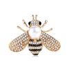 Fashion Alloy Rhinestone Pearl Bee Brooch Cartoon Fashion Ladies Suit Cardigan Corsage Ornament Pin