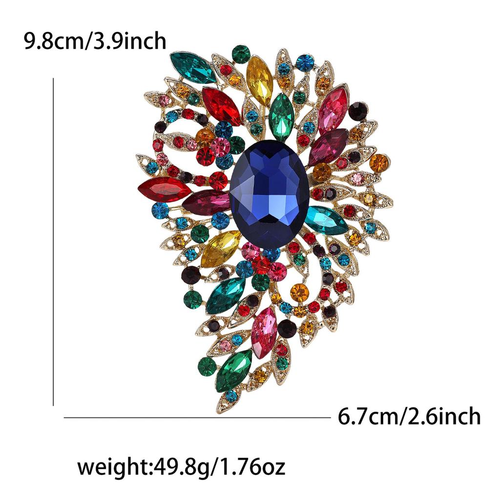 Women's Rhinstone Alloy Brooch - Large Glass Corsage Pin for Suits