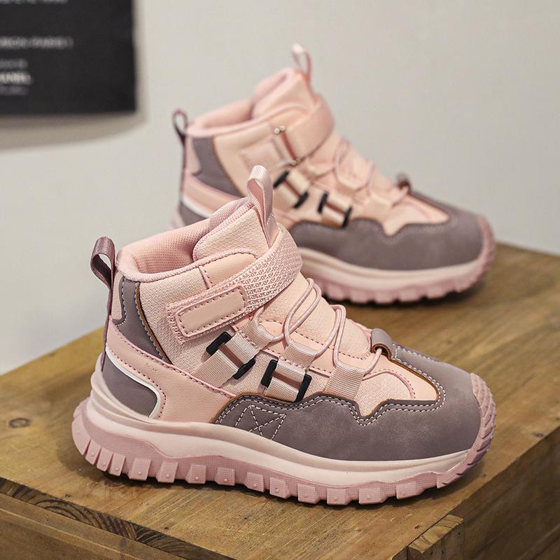 Children's high-top cotton shoes 2025 winter new soft-soled non-slip student sports shoes boys and girls fleece thickened warm