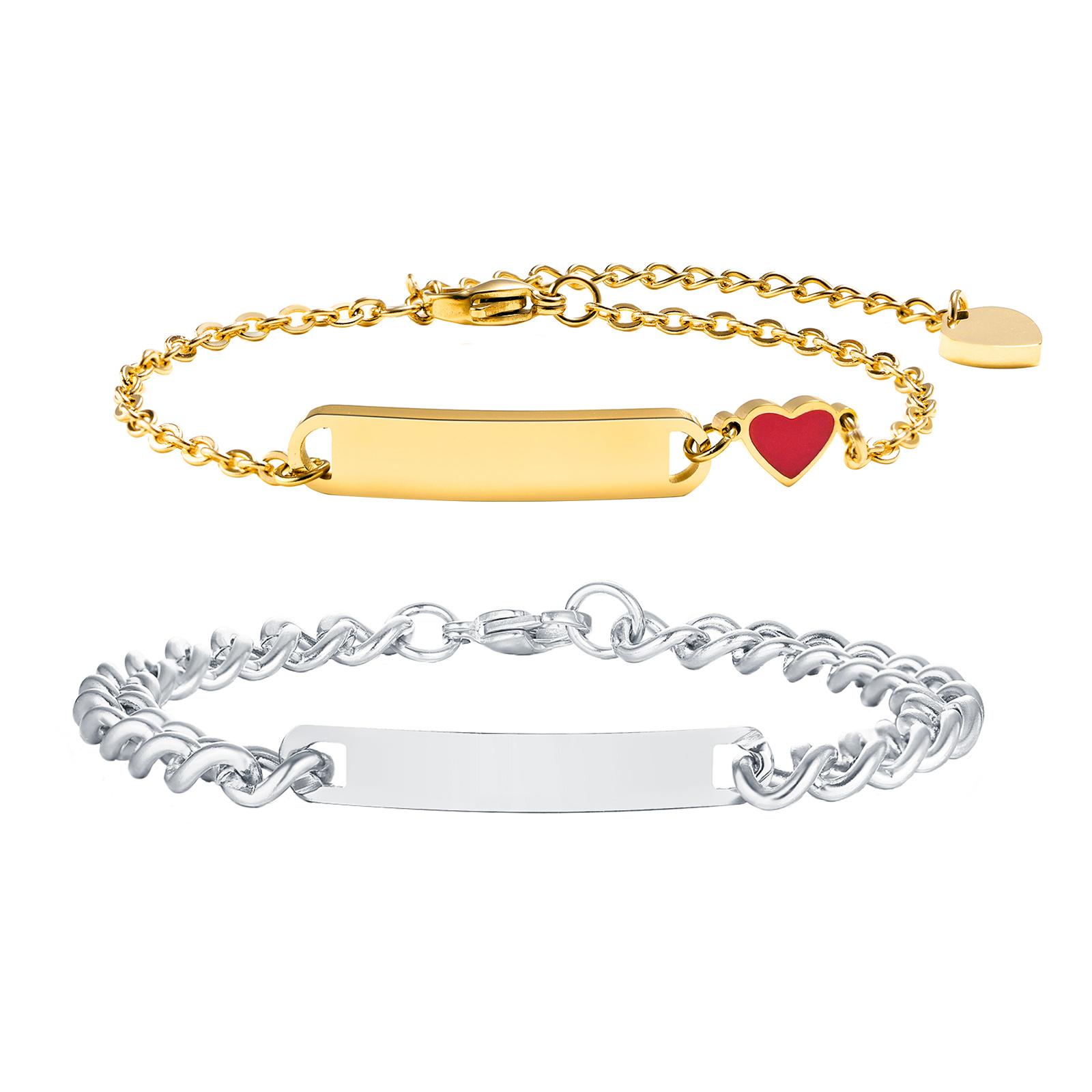 

Vnox Custom Love Heart Charm Bracelets for Men Women, Promise Couple Bracelets Gift, Enamel Red Heart Wristband Jewelry Gift