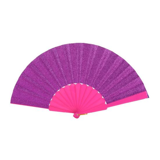 

Summer Folding Fan with Glitter Powder Portable Plastic Ribs Hand Fan Men Women Dance Performance Props Party Favors