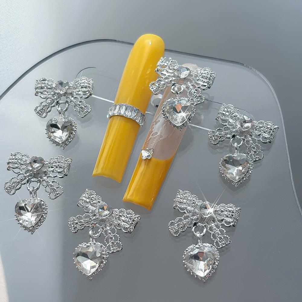 5Pcs Lace Bow Nail Charms Rhinestonesl Bow Pendant Nail Decor Cute Nail Decor  DIY Nails