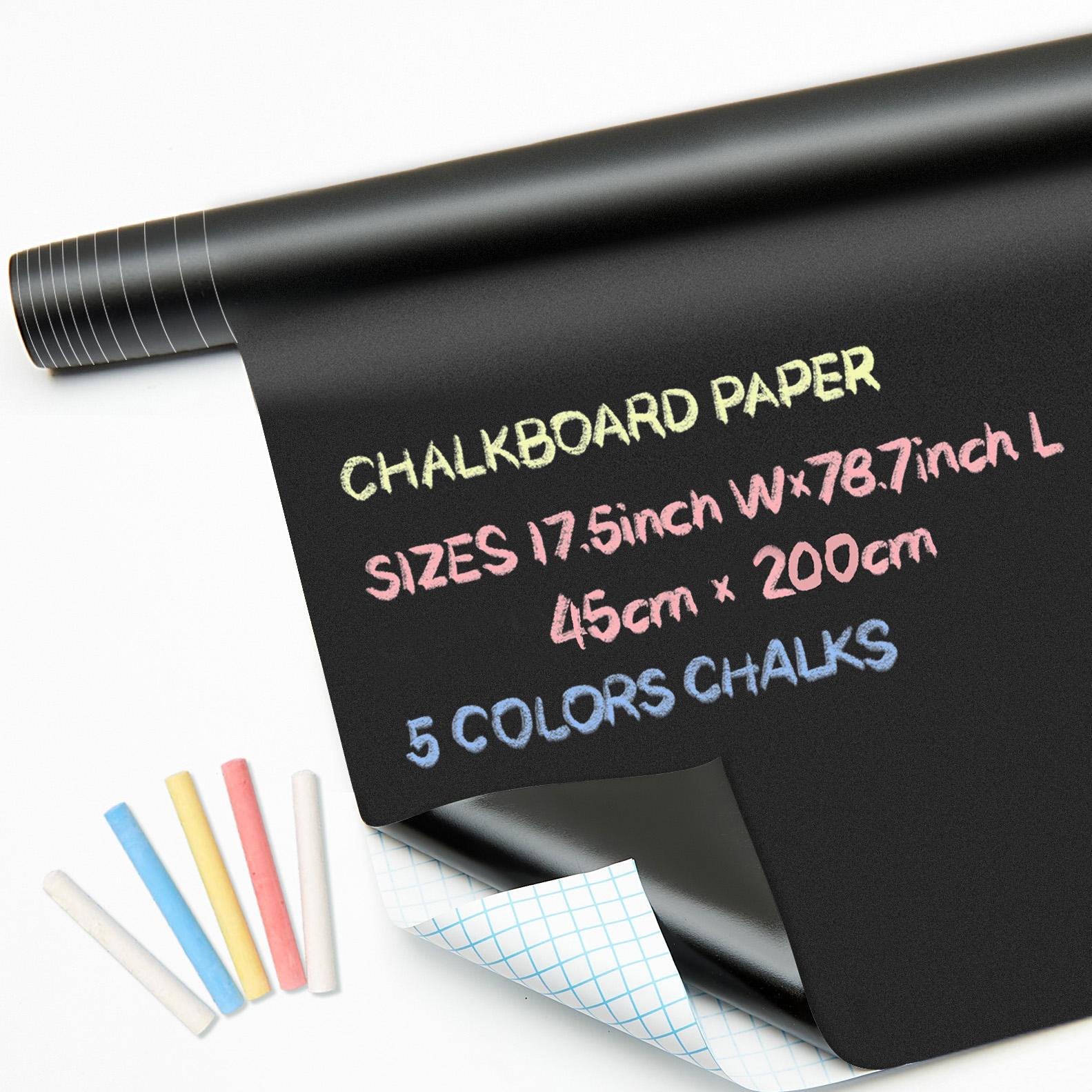 

Наклейки на доску Меловая доска Стираемая ПВХ Рисовать Настенный декор Наклейка на стену-меловую доску для детских комнат, спальни, офиса 45x200см 45X200cm