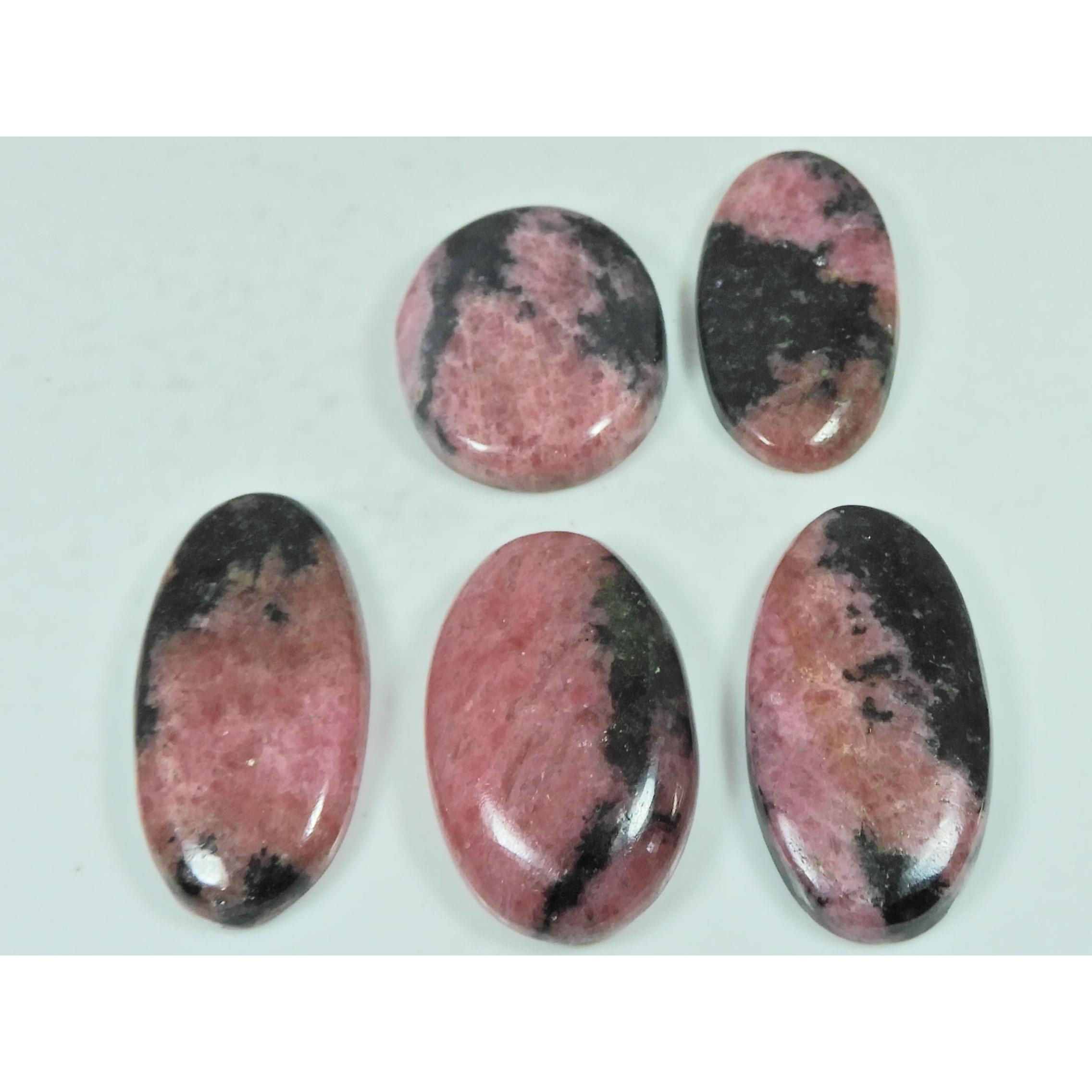 268Cts. Natural Rhodonite Oval Shape Cabochon Loose Gemstone 05 Pcs Lot C-2932