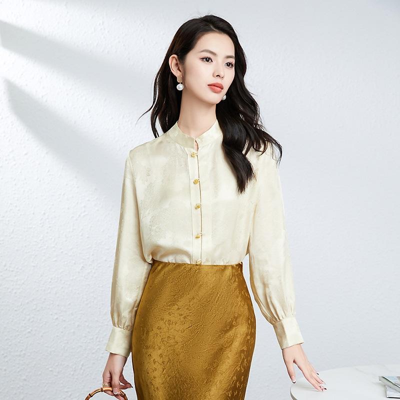 Silk Blouse Women's Chinese Senior Sense Of Light Luxury Temperament Models Tops