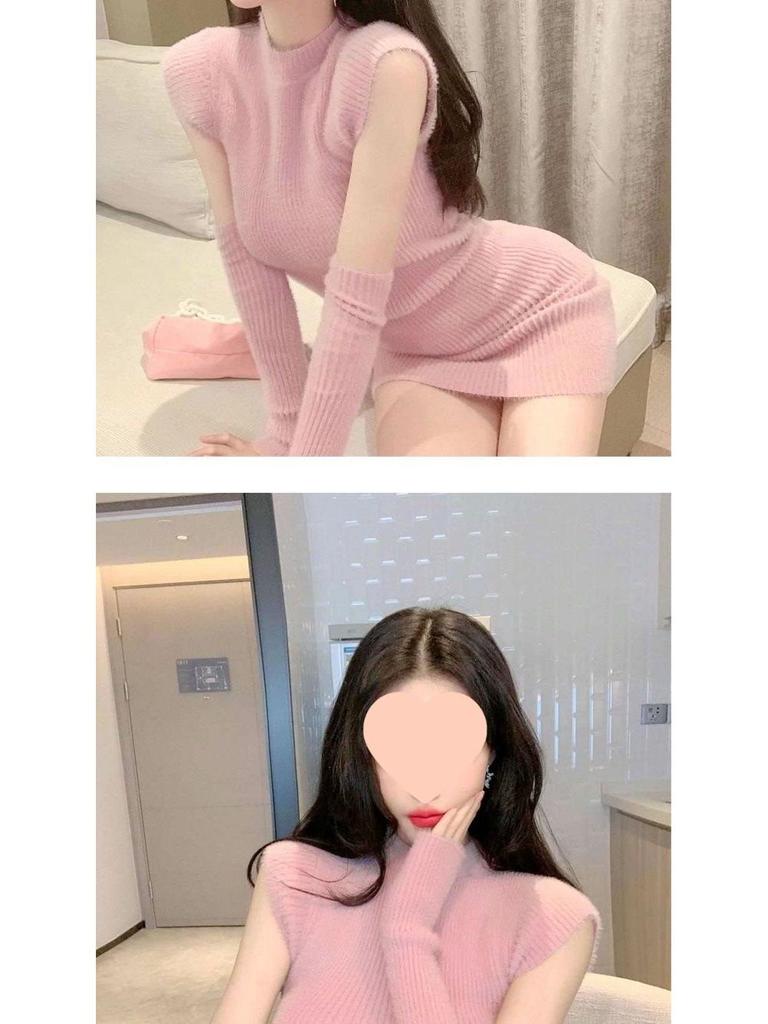 2025 Spring/Summer Goddess Style Sexy Knitted Bodycon Dress