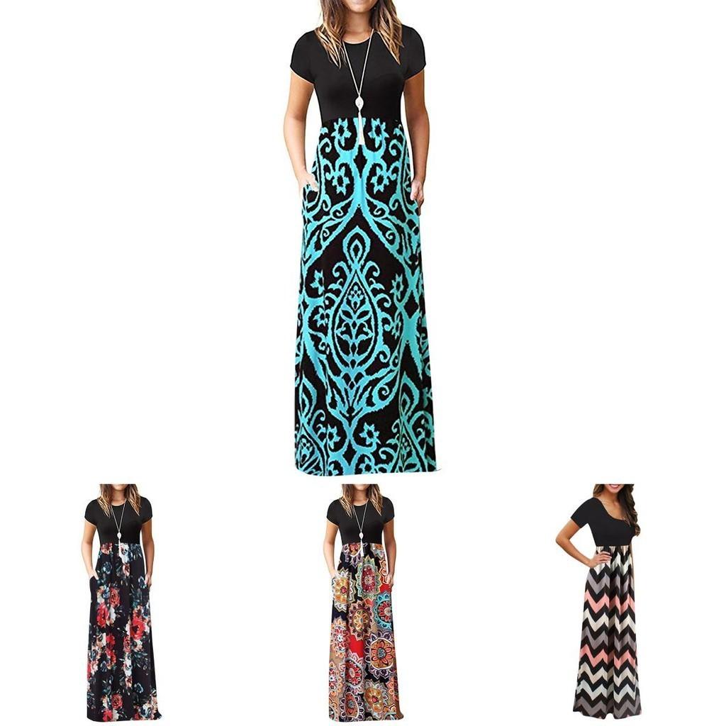 Stunning Abito Lungo Maxi Floreale Boho da Donna per Feste Cocktail ed Eventi Estivi