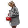 Womens French Style Gray Wool Blend Blazer 2026 Elegant Loose Mid-Length Coat Office Commute