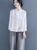 Elegant Women's Long Sleeve Cotton Linen Ramie Shirt - Light Luxury Plus Size, Slimming Design for Autumn & Winter