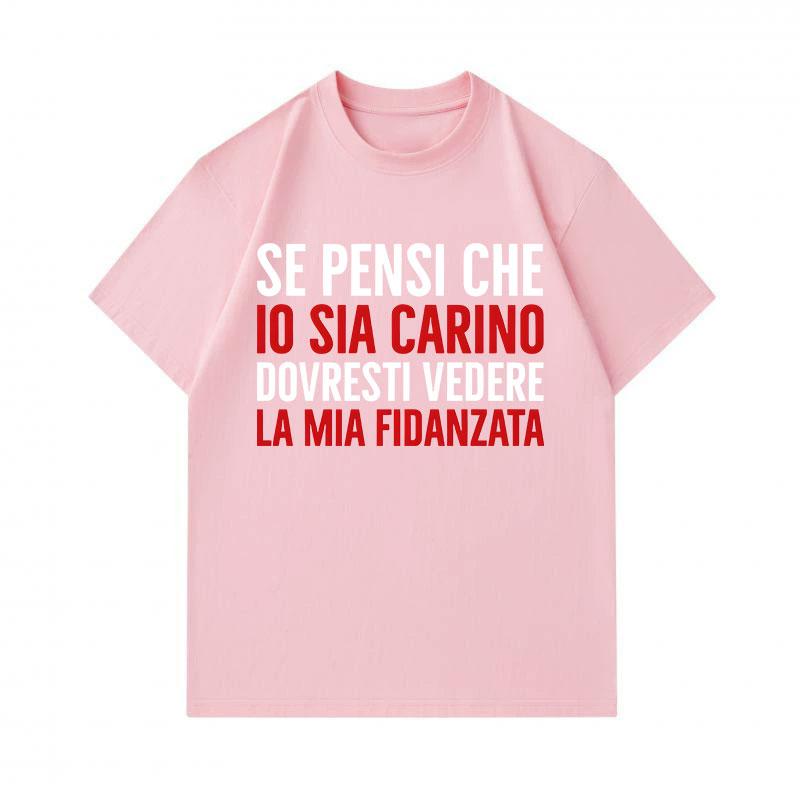 Men's 100% Cotton Crew Neck Short Sleeve T-Shirt, Funny Italian Slogan Printed Casual Loose Tee, Comfortable Breathable Daily Wear Top for Men