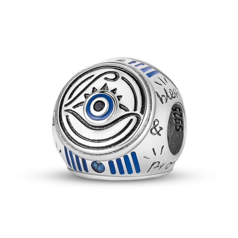 Fits Genuine Bracelets Copper Blue Series DevilS Eye Palm Pendants Charm Beads Plata For Women DoItYourself Gifts