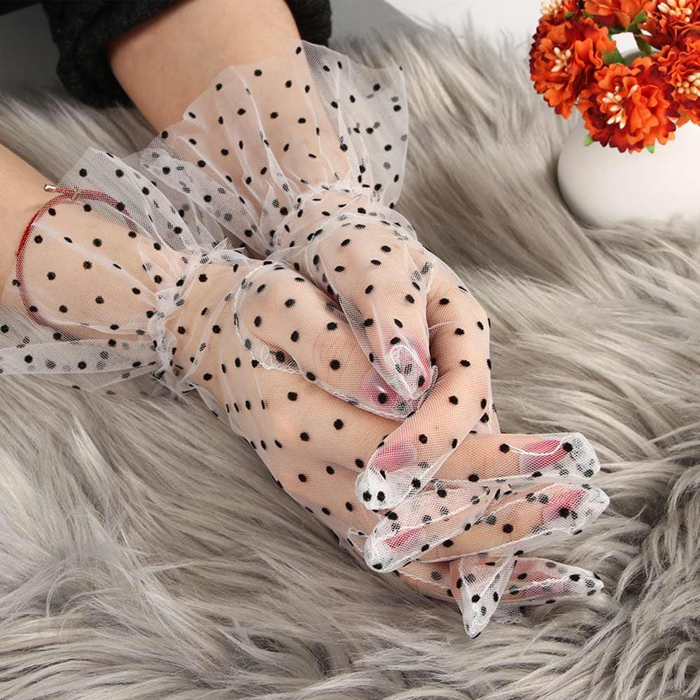 Stretchy Sunscreen Full Finger Flexible Accessories Spots Gloves Tulle Gloves Lace Mittens Spots