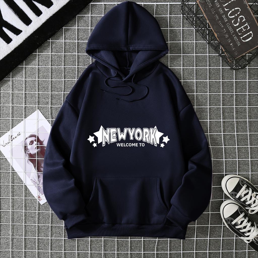 European and American Alphabet Top Print Hooded Pocket Sweater Cardigan Jacket