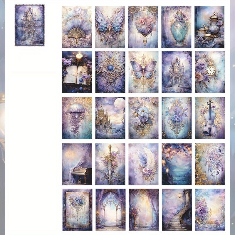 1PC Alice's Fantasy Series Dreamy Background Notebook DIY Material Base Card Paper Beautiful Day Notebook Material Pack