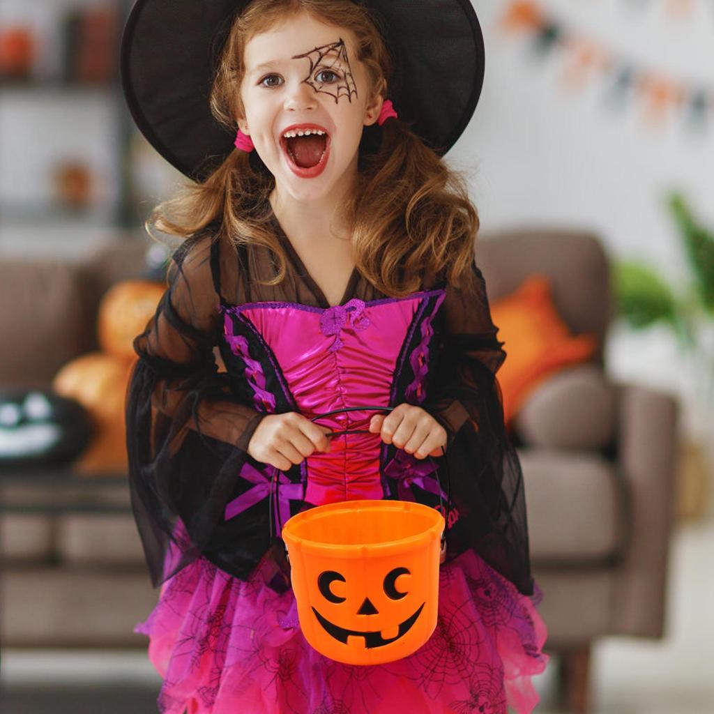 Halloween Bucket Candy Basket Pumpkin Pails Pumpkin Face Halloween Trick Treat Bucket Portable Candy Basket or Halloween Candy