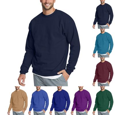 Erkek Günlük Moda Rahat Düz Renk Yuvarlak Yaka Kazak Sweatshirt Sweatshirt