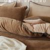 Nordic Light Luxury Coral Fleece Winter Bedding Set - Milk Velvet Waffle, Double-Sided Duvet Cover and Bed Sheet