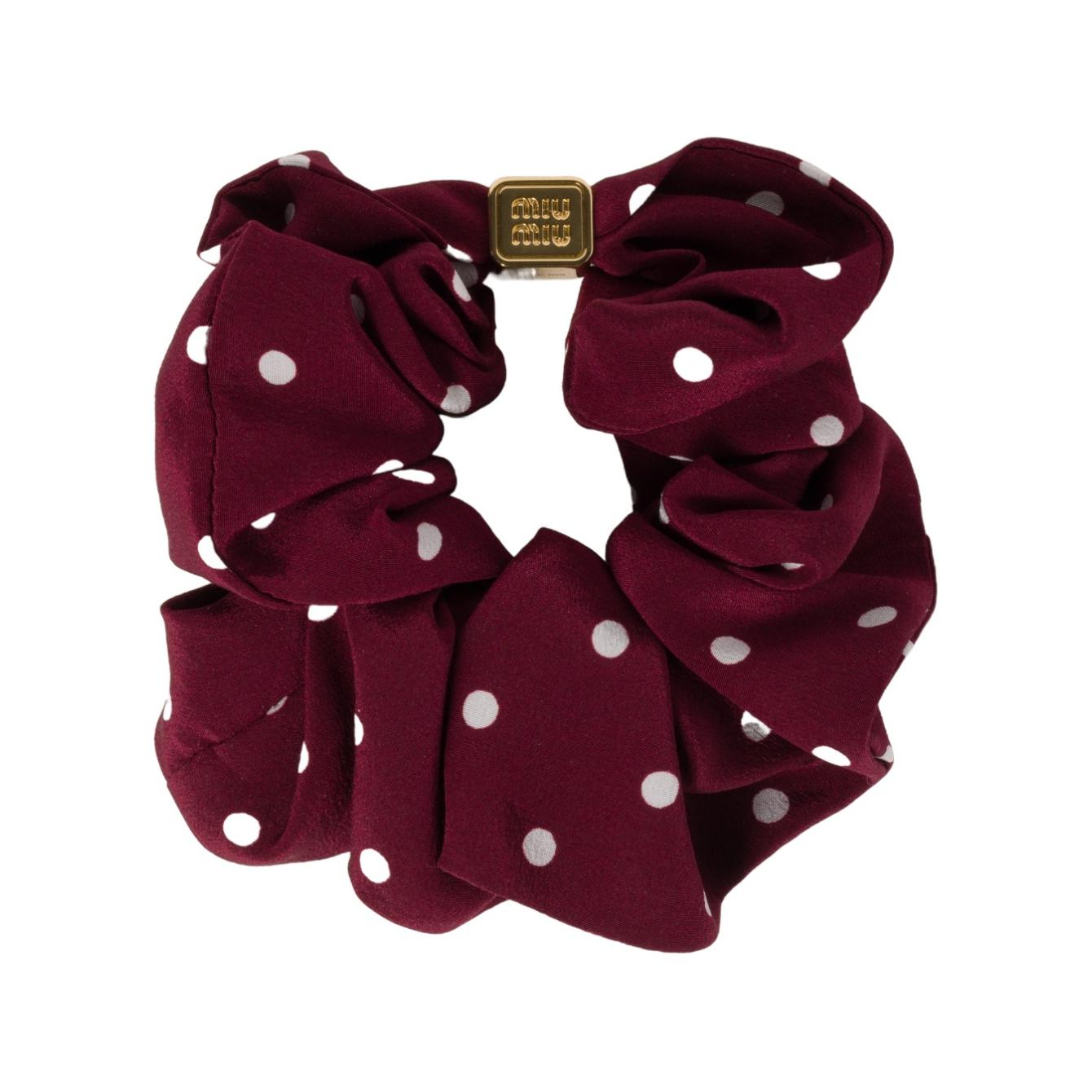 

Miu Miu Logo Fabric Hair Tie Women Hair Accessories Amaranth Ivory 5IF1862CSO F,Amaranth Red/Ivory White