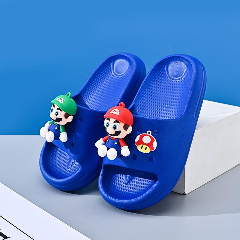 Comfortable Cartoon Mario Boys' Slippers Lightweight Soft Bottom Non-slip Design Perfect For Summer Wear